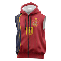Custom Spain Football Sleeveless Zip Hoodie Sporty Style-Royal Vibe