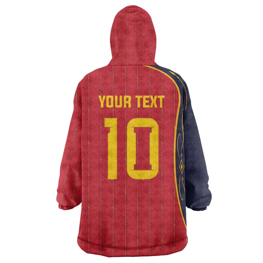 Custom Spain Football Wearable Blanket Hoodie Sporty Style-Royal Vibe