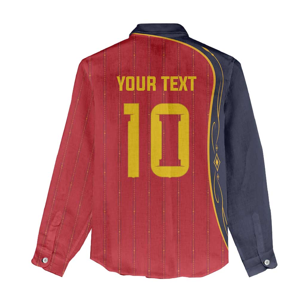 Custom Spain Football Women Casual Shirt Sporty Style-Royal Vibe