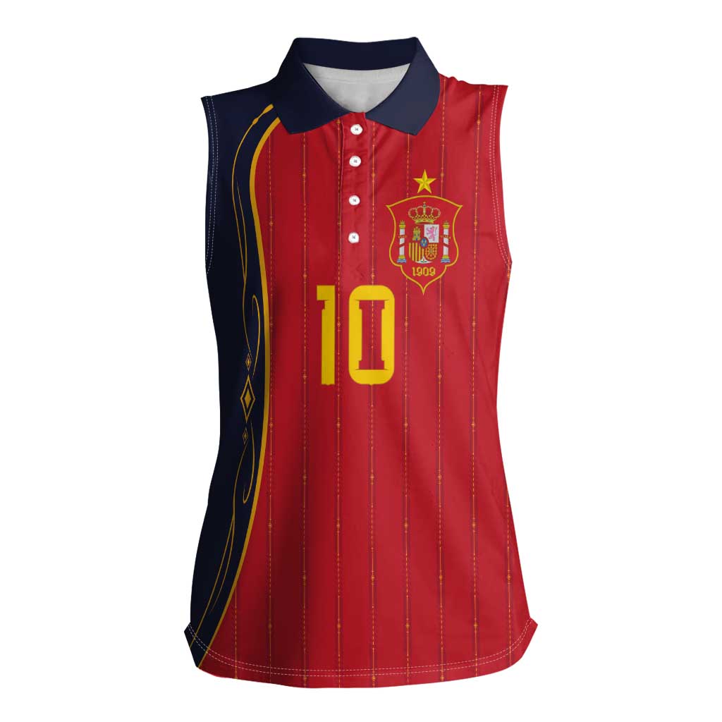 Custom Spain Football Women Sleeveless Polo Shirt Sporty Style-Royal Vibe