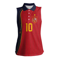 Custom Spain Football Women Sleeveless Polo Shirt Sporty Style-Royal Vibe