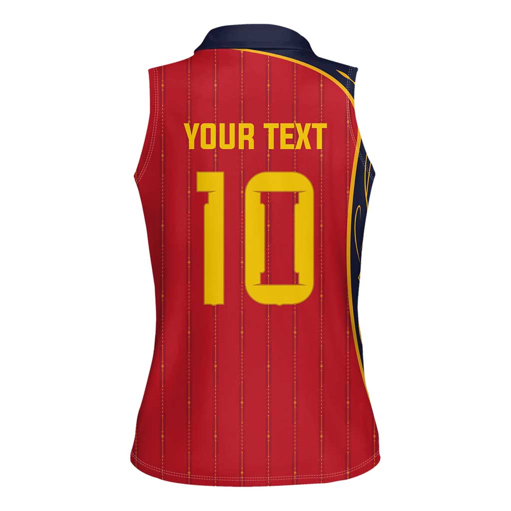 Custom Spain Football Women Sleeveless Polo Shirt Sporty Style-Royal Vibe
