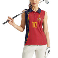 Custom Spain Football Women Sleeveless Polo Shirt Sporty Style-Royal Vibe