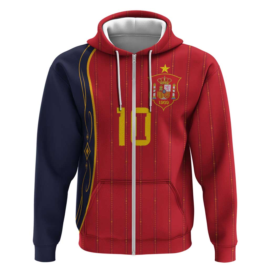 Custom Spain Football Zip Hoodie Sporty Style-Royal Vibe