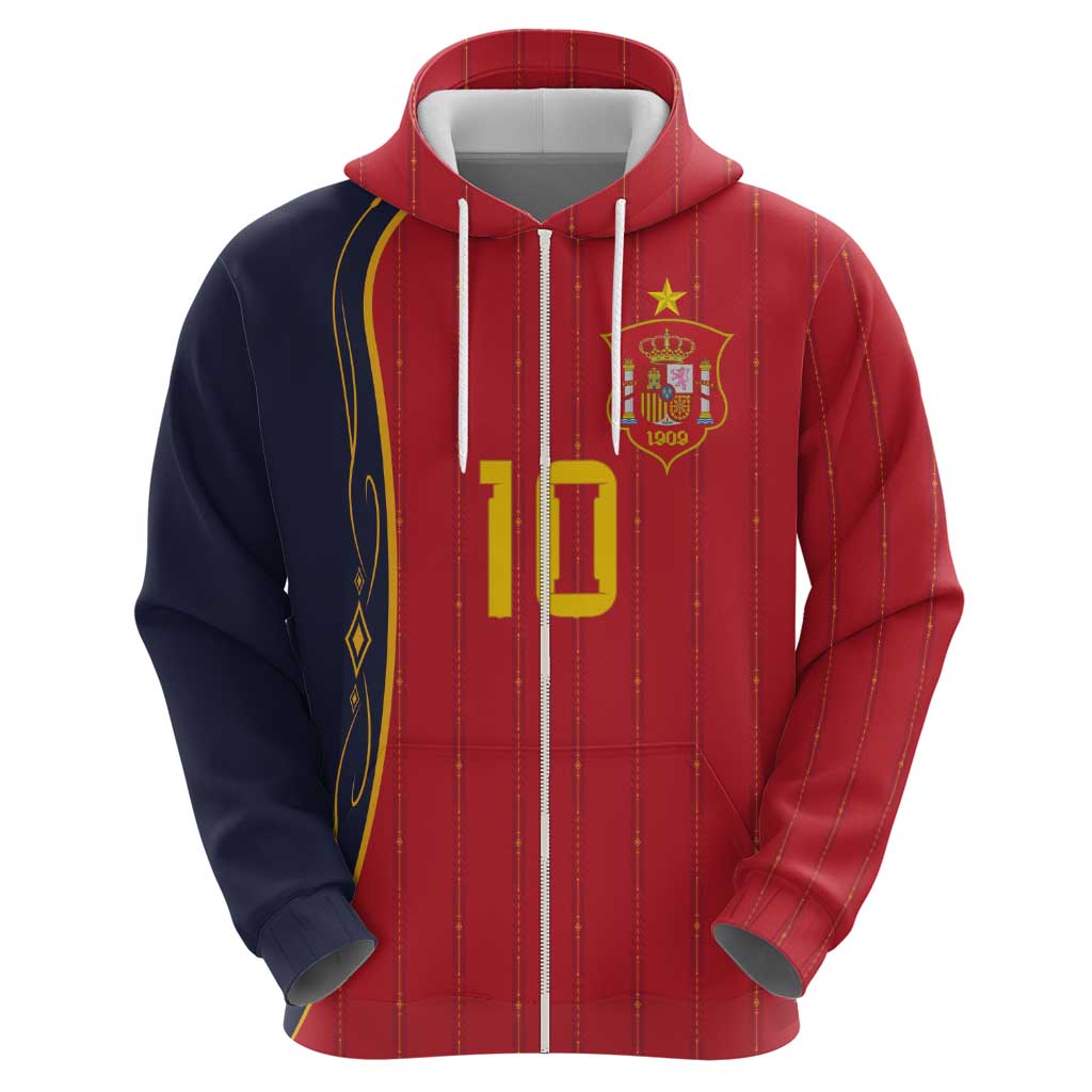 Custom Spain Football Zip Hoodie Sporty Style-Royal Vibe