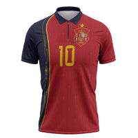 Custom Spain Football Zipper Polo Shirt Sporty Style-Royal Vibe