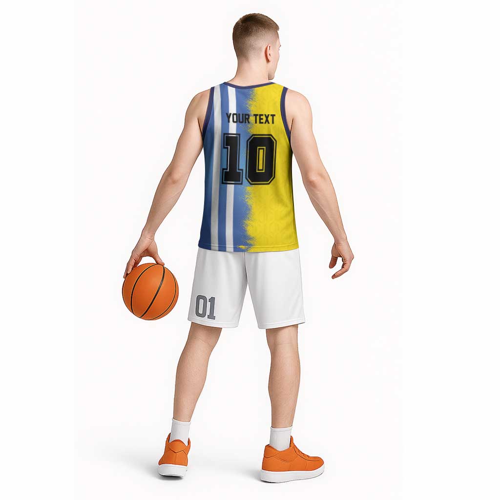 Custom Argentina and Brazil Football Mashup Basketball Jersey La Albiceleste and Selecao