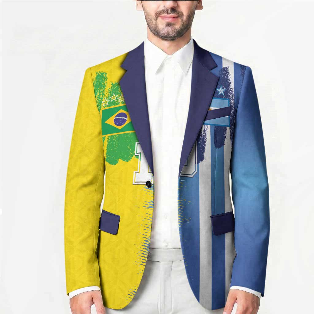Custom Argentina and Brazil Football Mashup Blazer La Albiceleste and Selecao