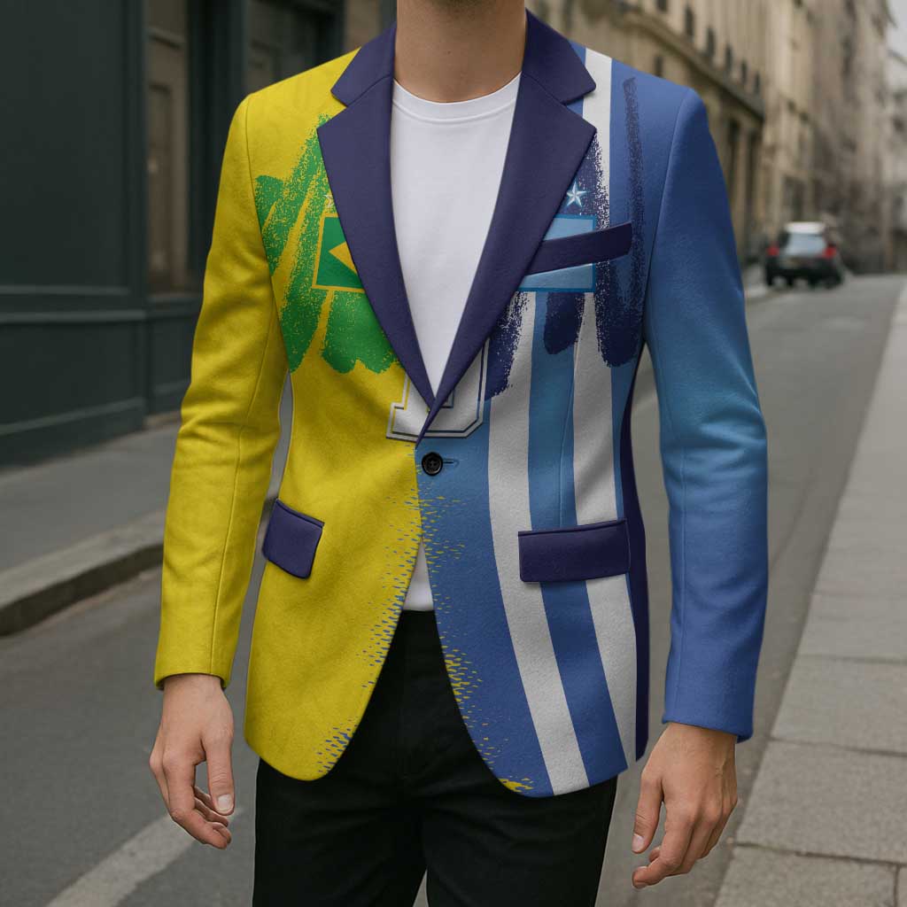 Custom Argentina and Brazil Football Mashup Blazer La Albiceleste and Selecao