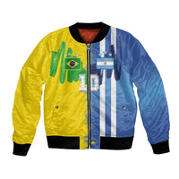 Custom Argentina and Brazil Football Mashup Bomber Jacket La Albiceleste and Selecao