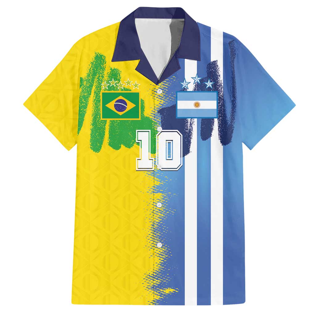 Custom Argentina and Brazil Football Mashup Hawaiian Shirt La Albiceleste and Selecao