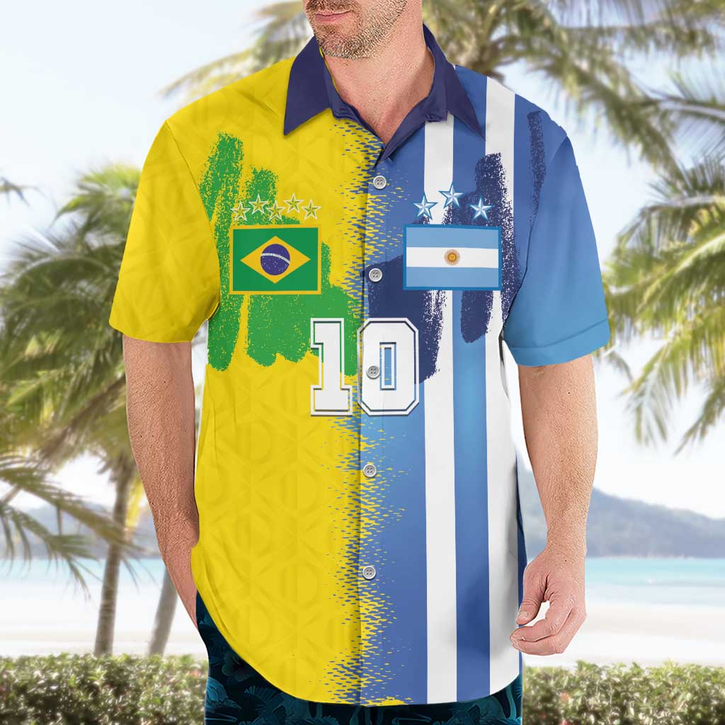 Custom Argentina and Brazil Football Mashup Hawaiian Shirt La Albiceleste and Selecao