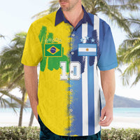 Custom Argentina and Brazil Football Mashup Hawaiian Shirt La Albiceleste and Selecao