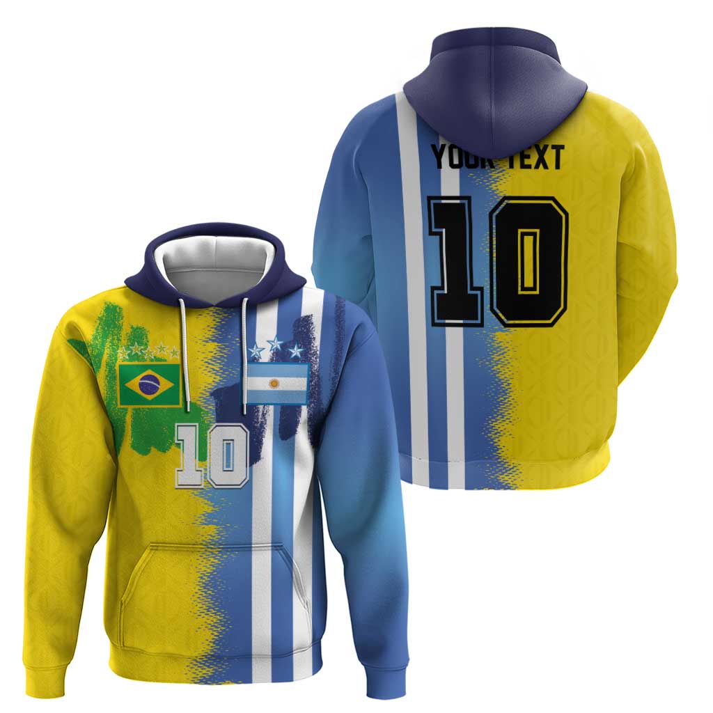 Custom Argentina and Brazil Football Mashup Hoodie La Albiceleste and Selecao