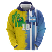 Custom Argentina and Brazil Football Mashup Hoodie La Albiceleste and Selecao