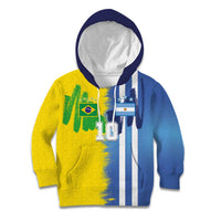Custom Argentina and Brazil Football Mashup Kid Hoodie La Albiceleste and Selecao