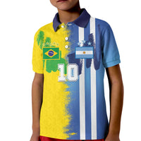 Custom Argentina and Brazil Football Mashup Kid Polo Shirt La Albiceleste and Selecao