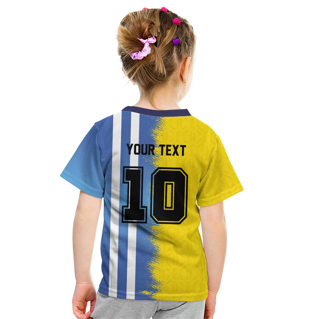 Custom Argentina and Brazil Football Mashup Kid T Shirt La Albiceleste and Selecao