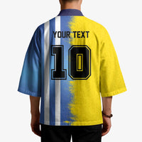 Custom Argentina and Brazil Football Mashup Kimono La Albiceleste and Selecao