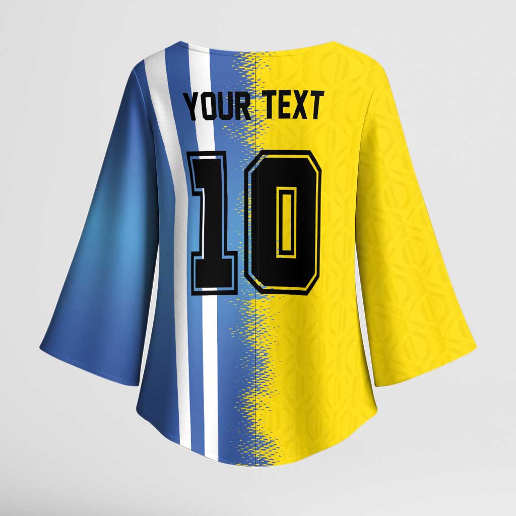 Custom Argentina and Brazil Football Mashup Kimono Sleeve Blouse La Albiceleste and Selecao