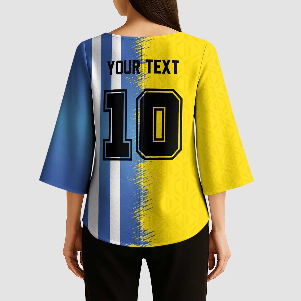 Custom Argentina and Brazil Football Mashup Kimono Sleeve Blouse La Albiceleste and Selecao