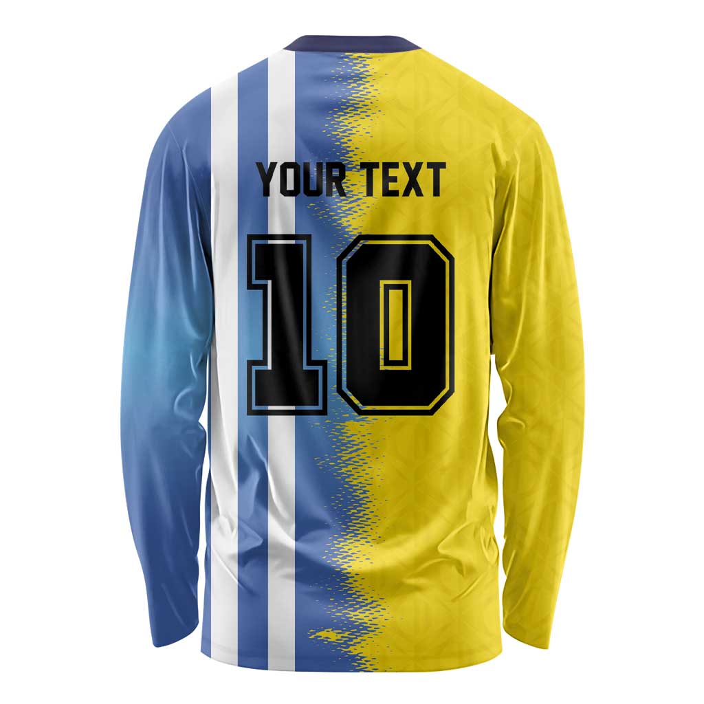 Custom Argentina and Brazil Football Mashup Long Sleeve Shirt La Albiceleste and Selecao