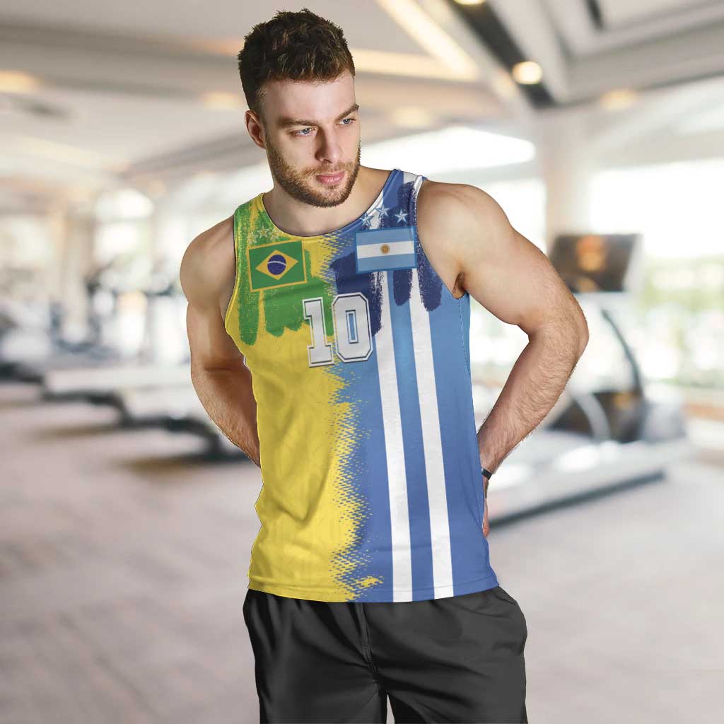 Custom Argentina and Brazil Football Mashup Men Tank Top La Albiceleste and Selecao