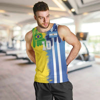 Custom Argentina and Brazil Football Mashup Men Tank Top La Albiceleste and Selecao