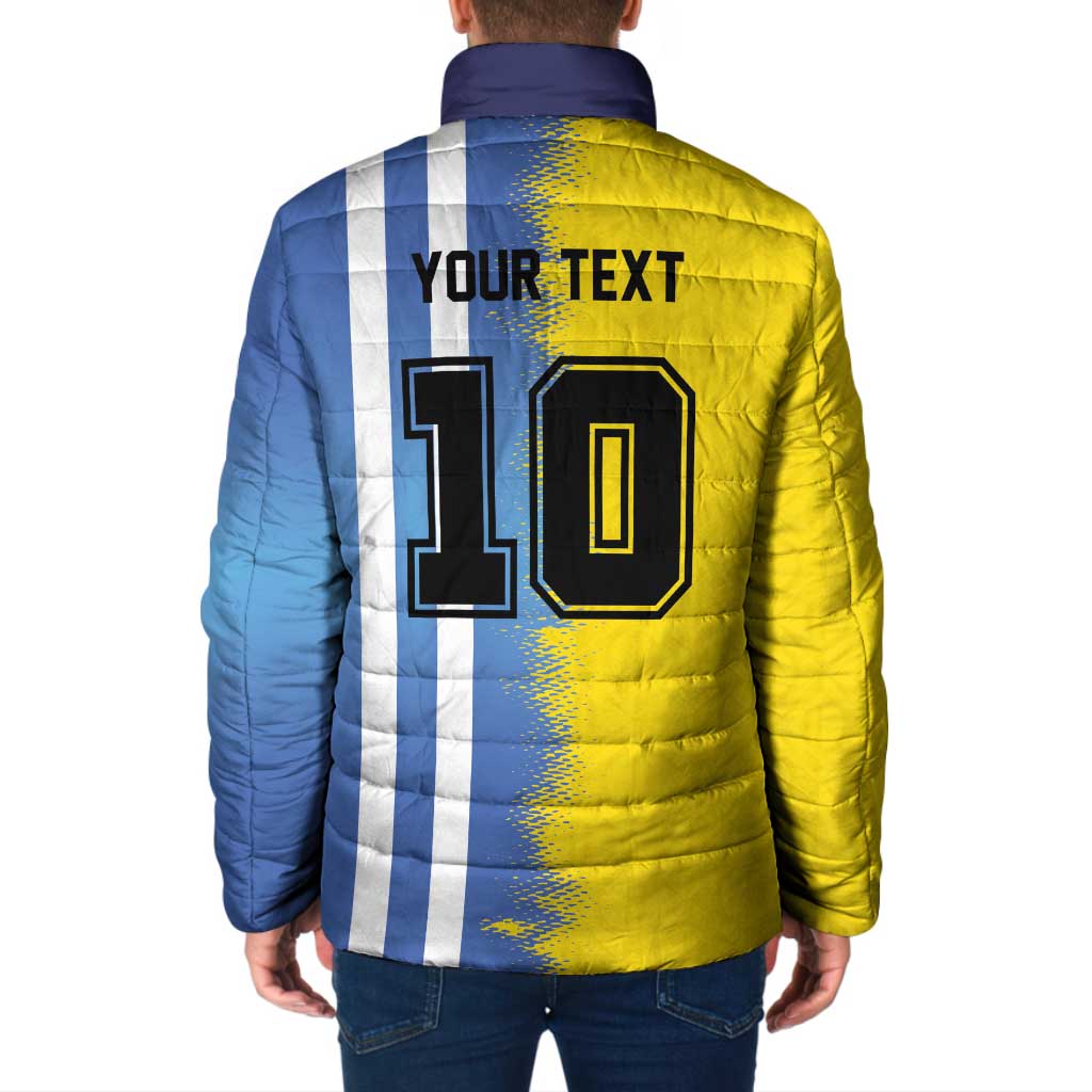 Custom Argentina and Brazil Football Mashup Padded Jacket La Albiceleste and Selecao