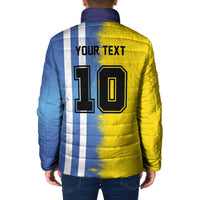 Custom Argentina and Brazil Football Mashup Padded Jacket La Albiceleste and Selecao