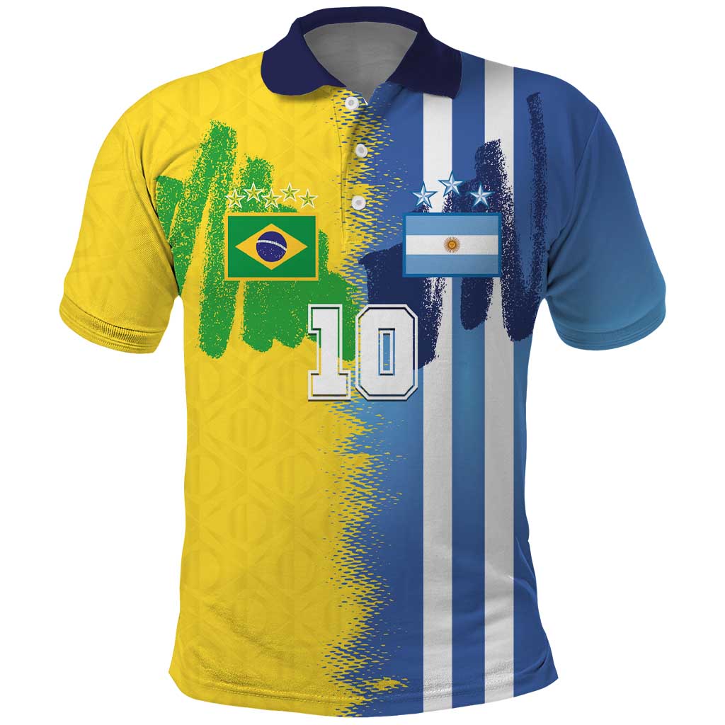 Custom Argentina and Brazil Football Mashup Polo Shirt La Albiceleste and Selecao