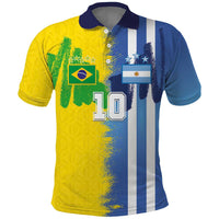 Custom Argentina and Brazil Football Mashup Polo Shirt La Albiceleste and Selecao