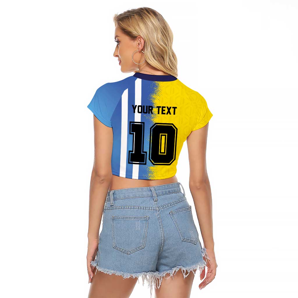 Custom Argentina and Brazil Football Mashup Raglan Cropped T Shirt La Albiceleste and Selecao