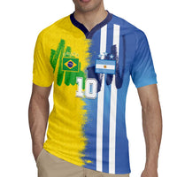 Custom Argentina and Brazil Football Mashup Rugby Jersey La Albiceleste and Selecao
