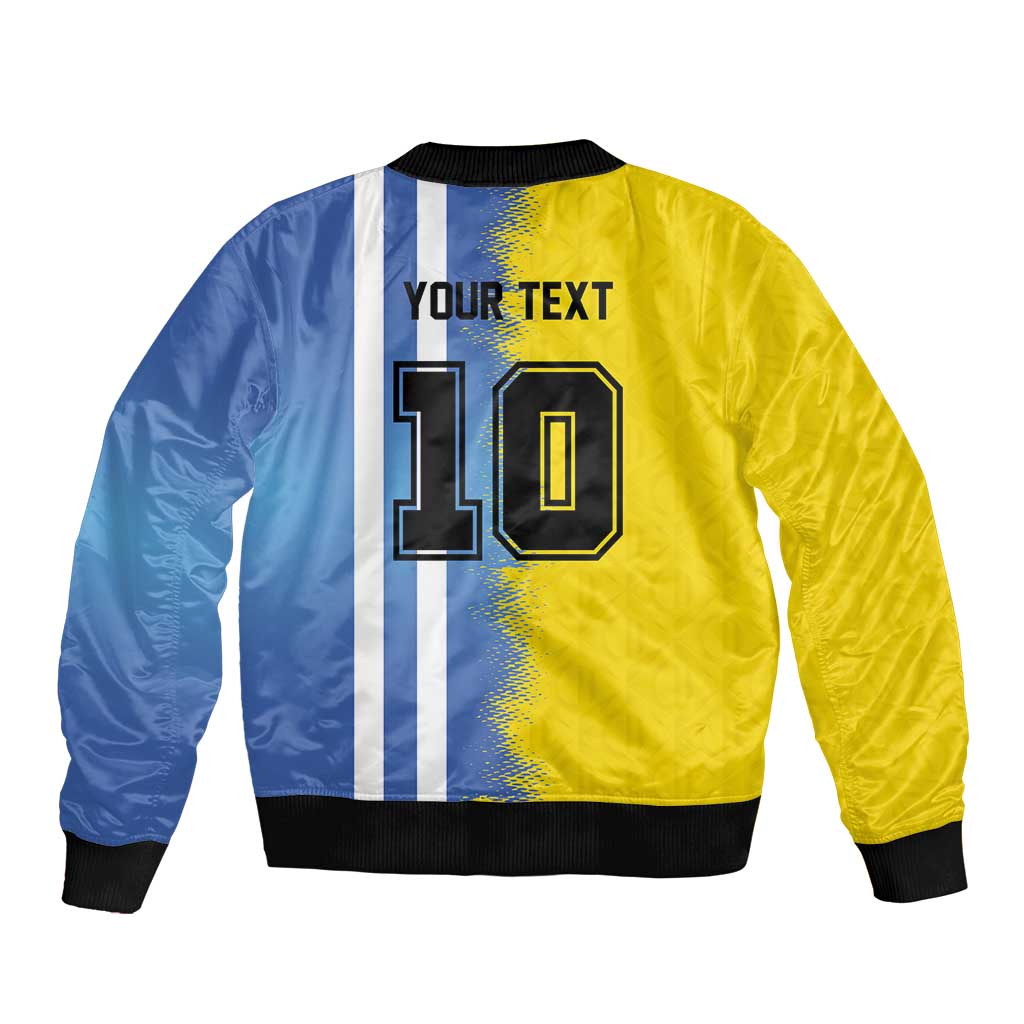 Custom Argentina and Brazil Football Mashup Sleeve Zip Bomber Jacket La Albiceleste and Selecao