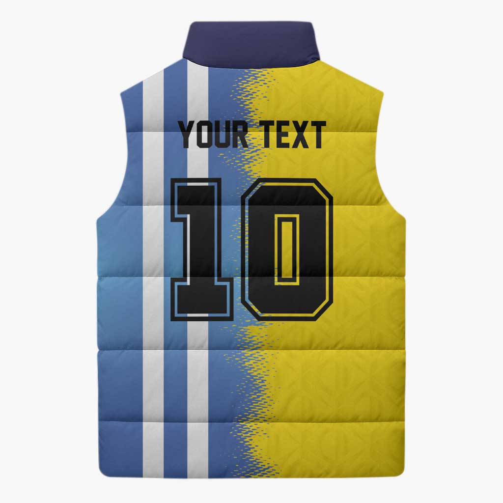 Custom Argentina and Brazil Football Mashup Sleeveless Puffer Jacket La Albiceleste and Selecao