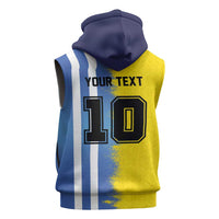 Custom Argentina and Brazil Football Mashup Sleeveless Zip Hoodie La Albiceleste and Selecao