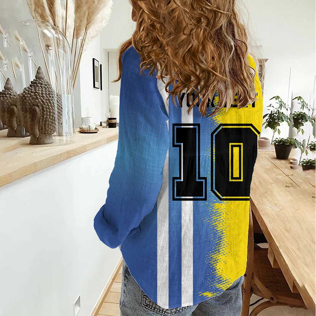 Custom Argentina and Brazil Football Mashup Women Casual Shirt La Albiceleste and Selecao