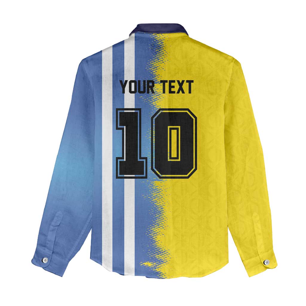 Custom Argentina and Brazil Football Mashup Women Casual Shirt La Albiceleste and Selecao