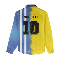 Custom Argentina and Brazil Football Mashup Women Casual Shirt La Albiceleste and Selecao
