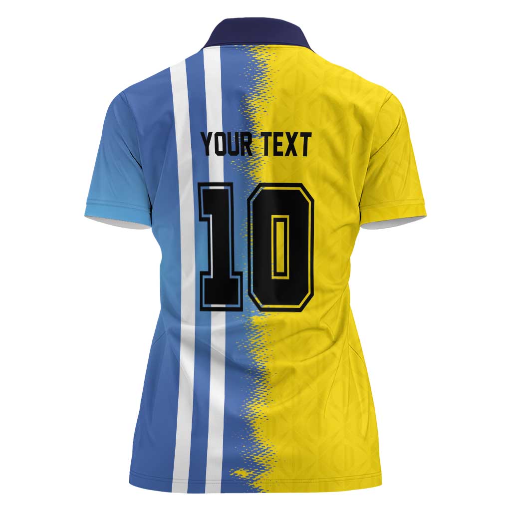 Custom Argentina and Brazil Football Mashup Women Polo Shirt La Albiceleste and Selecao