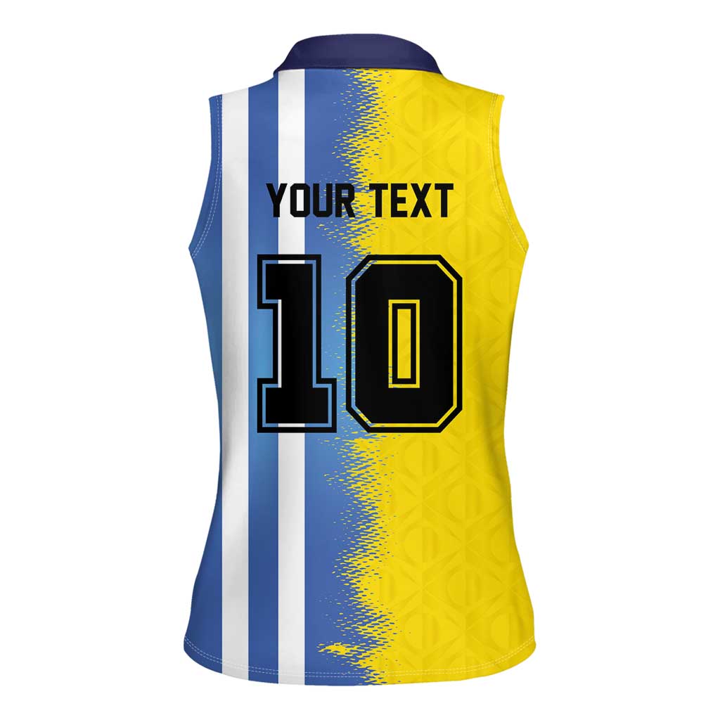 Custom Argentina and Brazil Football Mashup Women Sleeveless Polo Shirt La Albiceleste and Selecao
