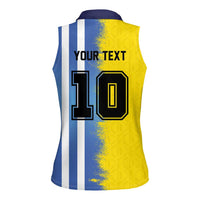 Custom Argentina and Brazil Football Mashup Women Sleeveless Polo Shirt La Albiceleste and Selecao