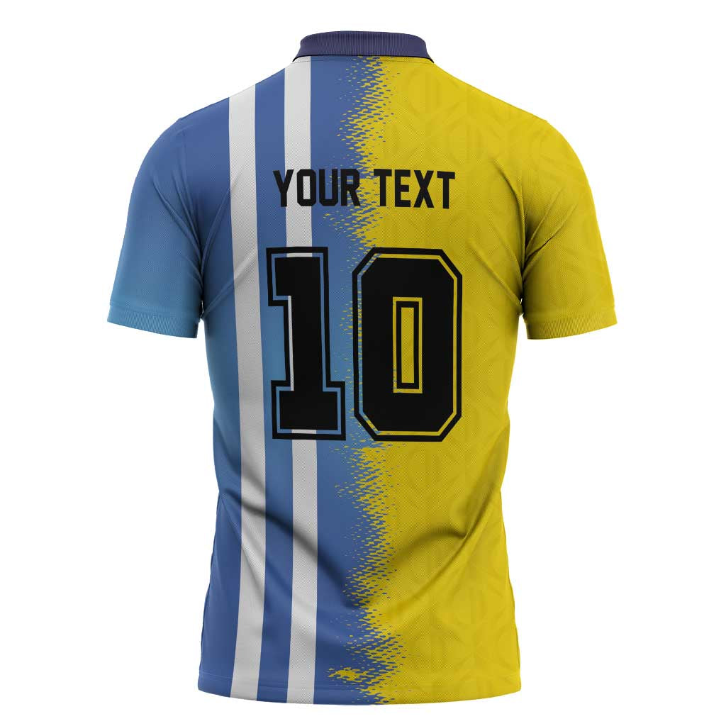 Custom Argentina and Brazil Football Mashup Zipper Polo Shirt La Albiceleste and Selecao