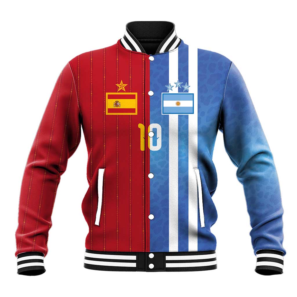 Custom Argentina and Spain Football Mashup Baseball Jacket Final 2026