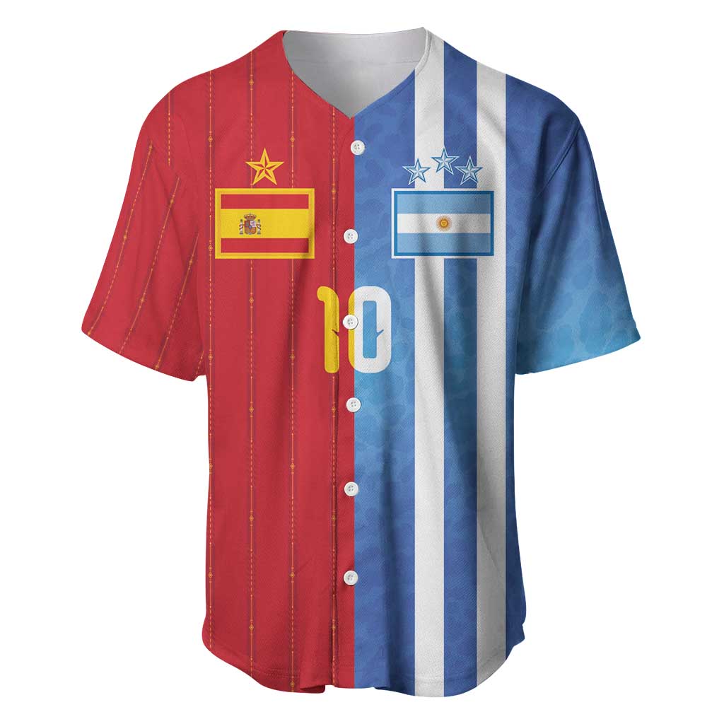 Custom Argentina and Spain Football Mashup Baseball Jersey Final 2026