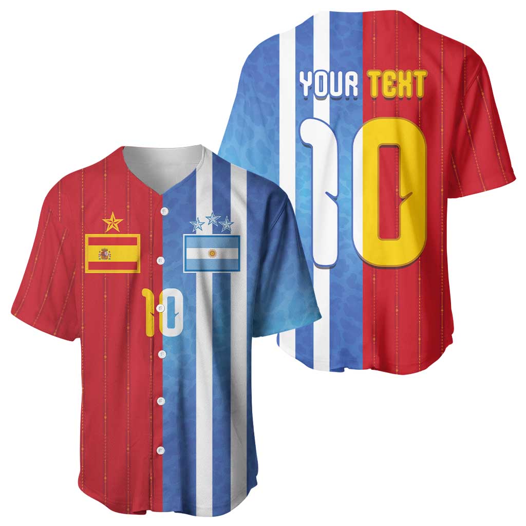 Custom Argentina and Spain Football Mashup Baseball Jersey Final 2026