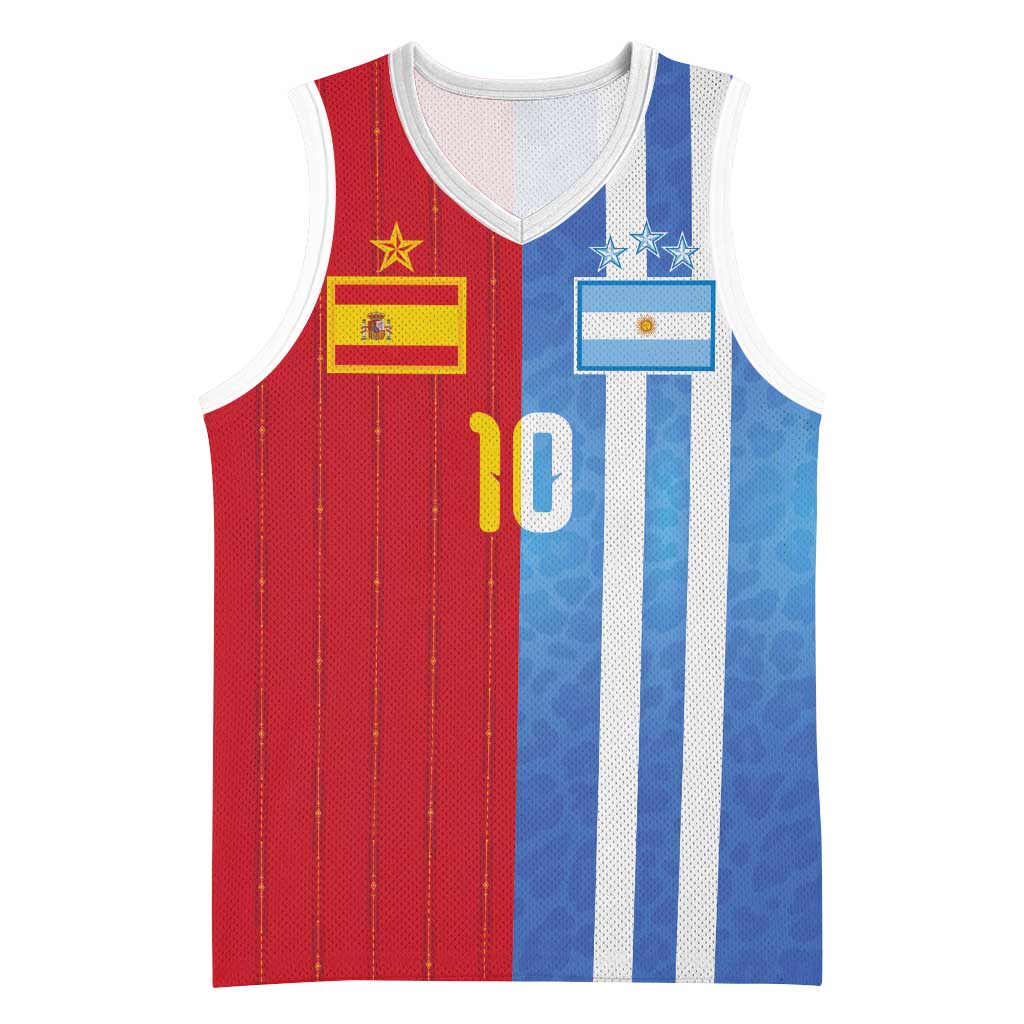 Custom Argentina and Spain Football Mashup Basketball Jersey Final 2026