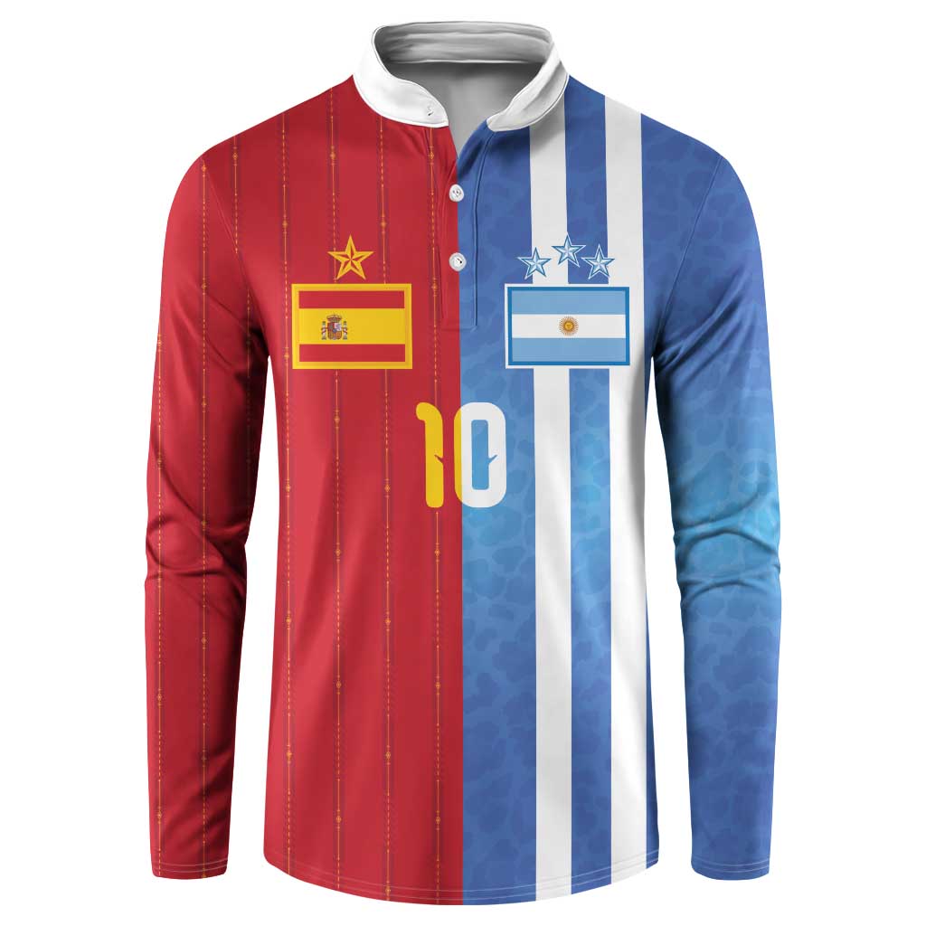 Custom Argentina and Spain Football Mashup Button Sweatshirt Final 2026
