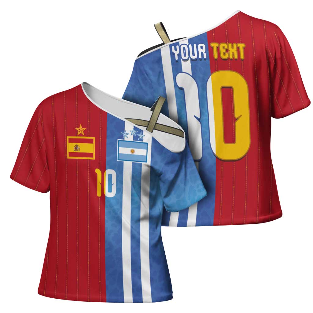 Custom Argentina and Spain Football Mashup Cross Shoulder Shirt Final 2026